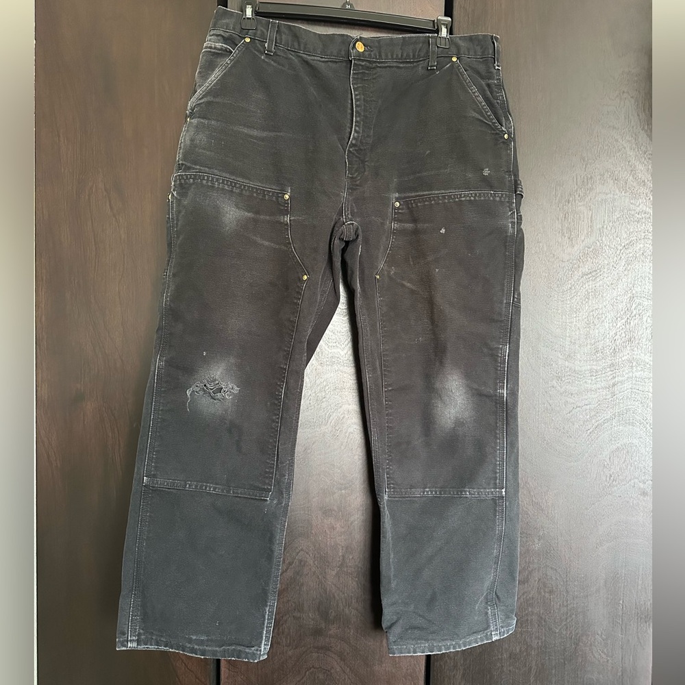 Black Distressed Work Pants